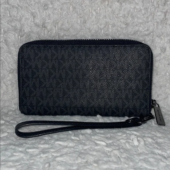 Michael Kors Jet Set Large Monogram Shoulder Bag Tote & Studded Wallet Set Black - Picture 16 of 17